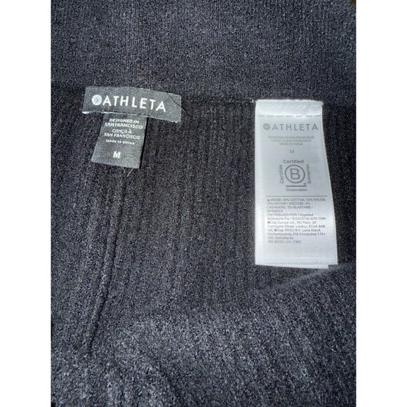 Athleta Rib Knit Cozy Lounge Pant Black Cotton Cashmere Blend Wide Leg M NWT - Picture 7 of 9